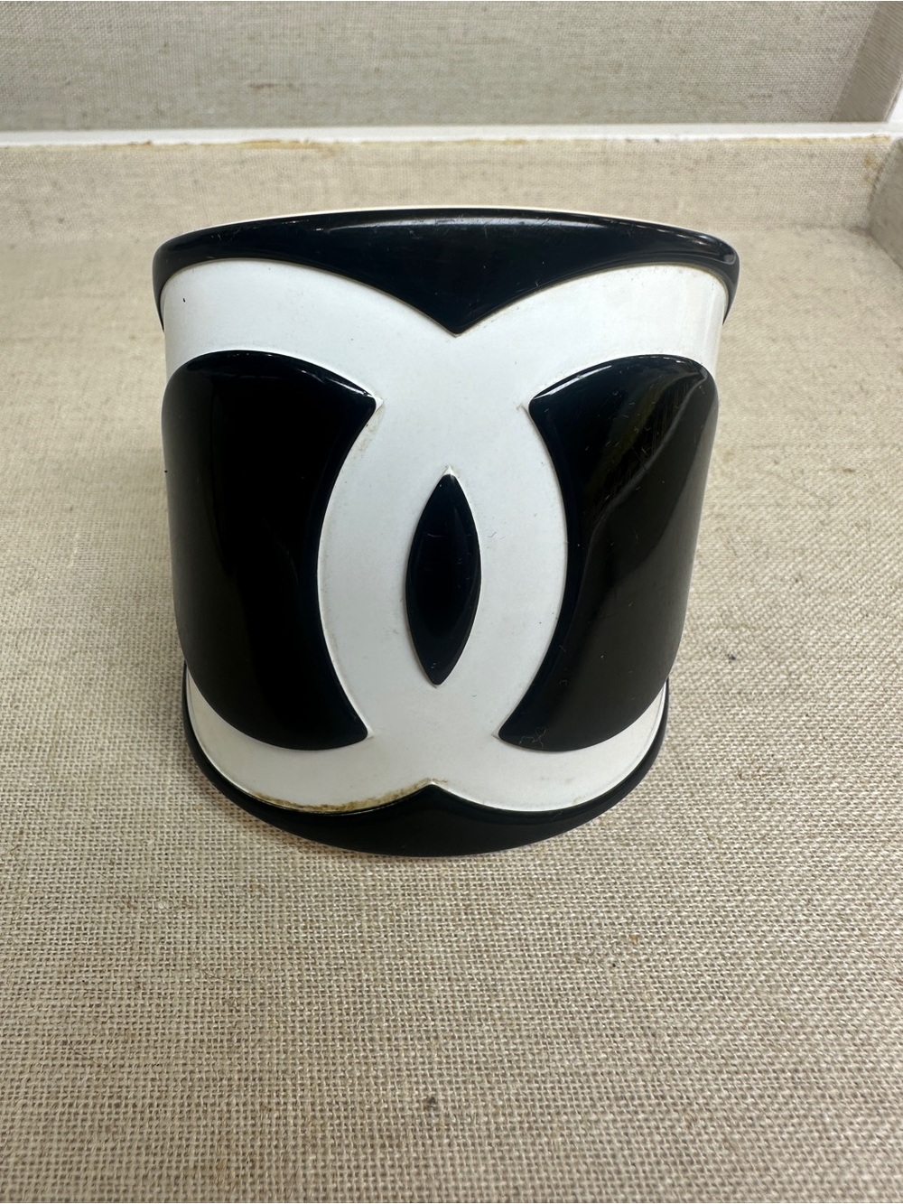 CHANEL Manchester Black and White Iconic Cuff Vase
